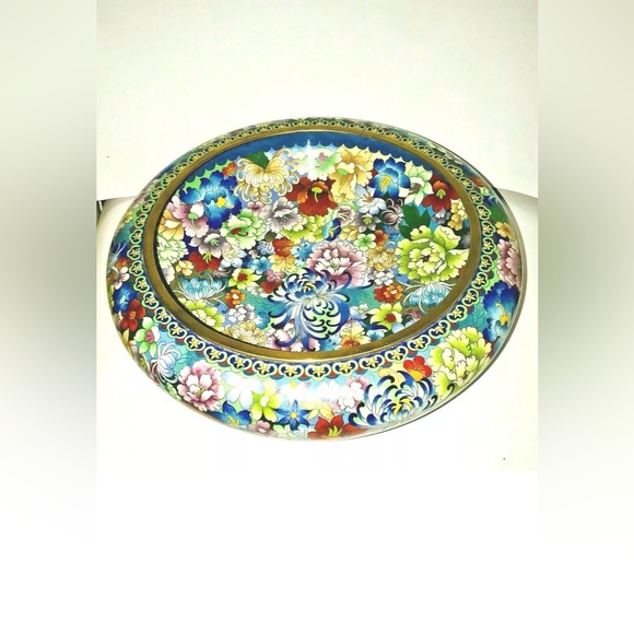 Vintage Cloisonné Bowl Handmade 15 1/4" Wide 5 1/4" High - Picture 1 of 16